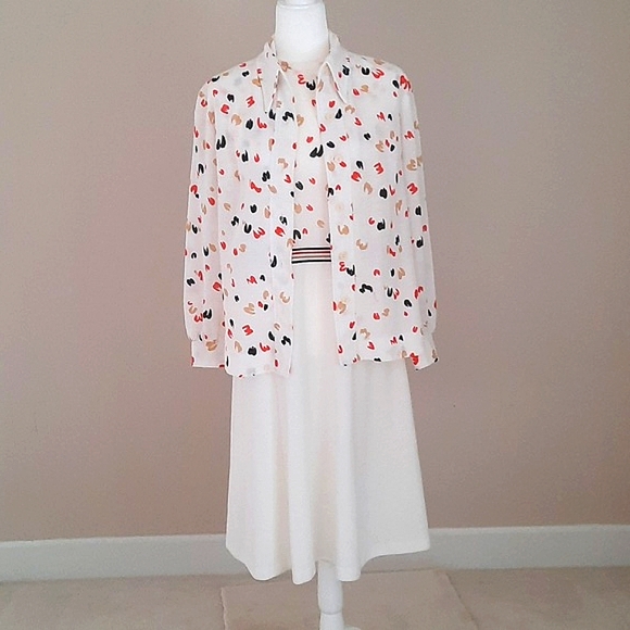 Vintage 1970's Bleeker Street Sleeveless Dress Set Size M Button Up Shirt - Picture 5 of 10